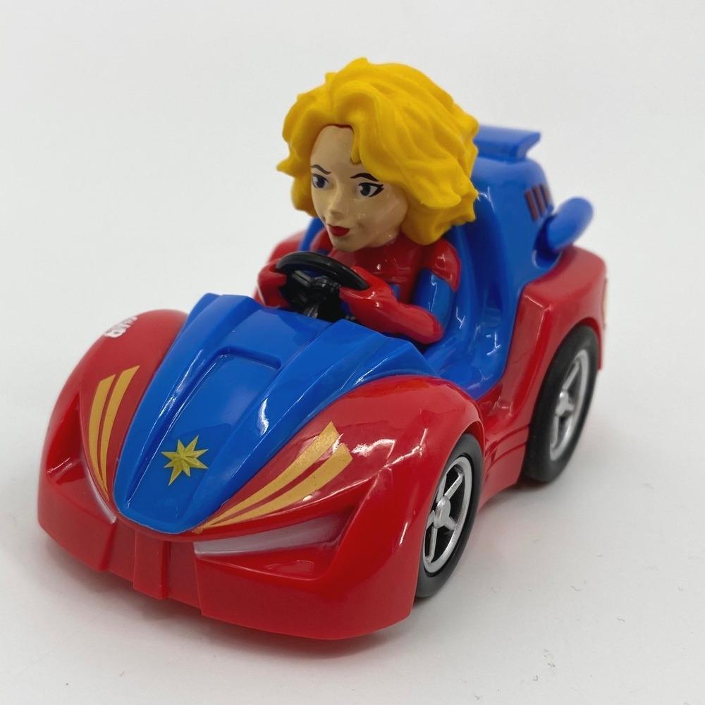 Marvel Captain Marvel Carol Danvers Toy Race Car Red Blue 2019 - Pull Back